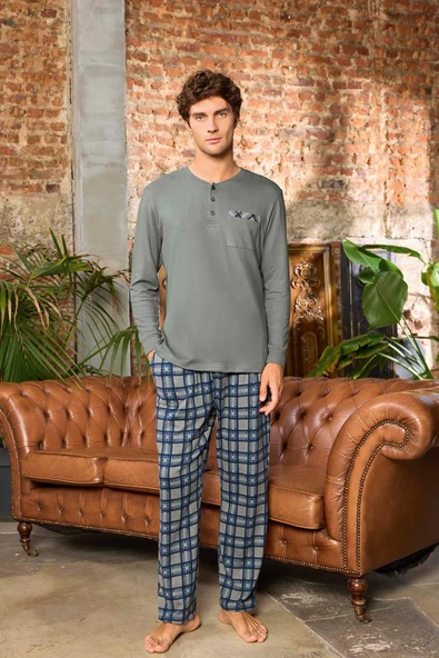 Aydoğan Erkek Aras Kışlık Termal Rahat Gri Pijama Takımı 0539