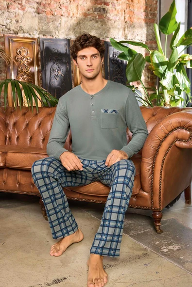 Aydoğan Erkek Aras Kışlık Termal Rahat Gri Pijama Takımı 0539 - 2