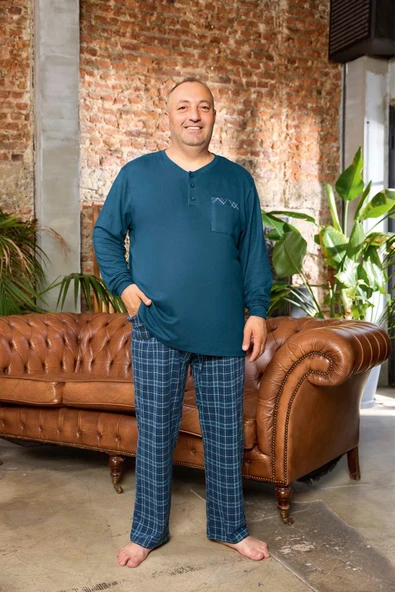 Aydoğan Erkek Emir Büyük Beden Kışlık Termal Petrol Pijama Takımı 0543