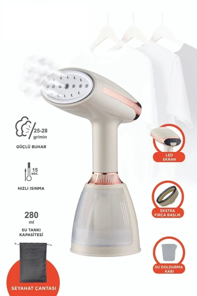 KY-003 Beyaz Buharlı Kırışık Giderici 1500w Taşınabilir Seyahat boy dikey ütü ürün görseli 1