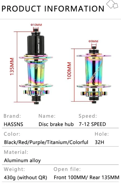 Hassns Pro 7 Rainbow Bisiklet Göbek Seti Ön Arka Kaset Göbek Seti 32 Delik 6 Vida Qr Mandal - 2