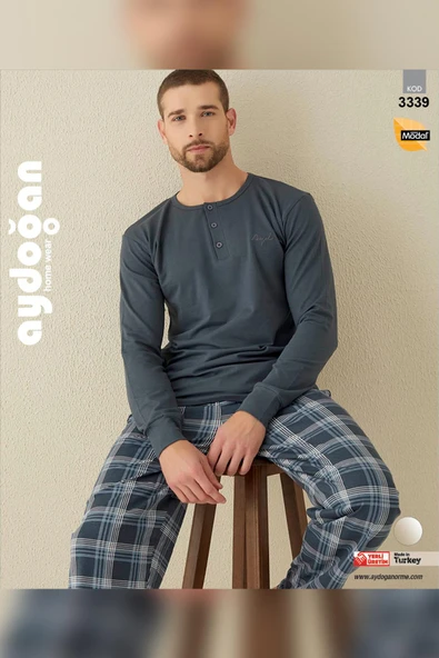 Aydoğan Erkek Civan Patlı Modal Lacivert Pijama Takımı 3339 - 2