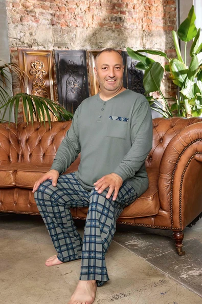 Aydoğan Erkek Emir Büyük Beden Kışlık Termal Gri Pijama Takımı 0545 - 2