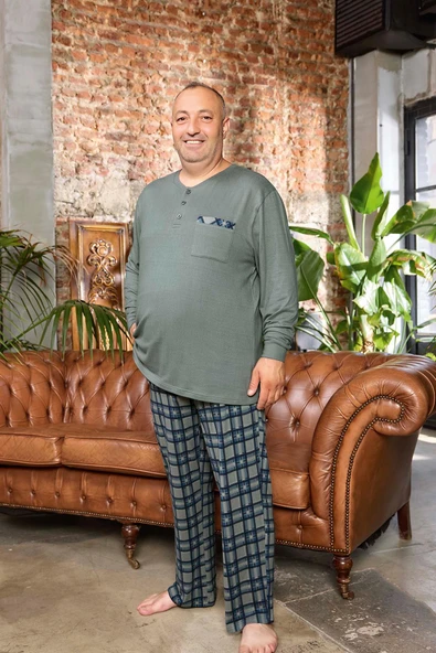 Aydoğan Erkek Emir Büyük Beden Kışlık Termal Gri Pijama Takımı 0545