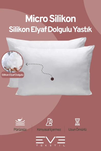 1 Adet Silikon Elyaf Nonwoven Yıkanabilir Antialerjik Vakumlu Yastık Seti 50x70cm 600 gr - Resim 2