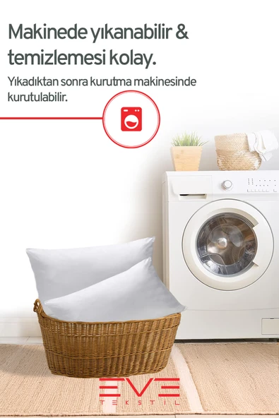 1 Adet Silikon Elyaf Nonwoven Yıkanabilir Antialerjik Vakumlu Yastık Seti 50x70cm 600 gr - Resim 8