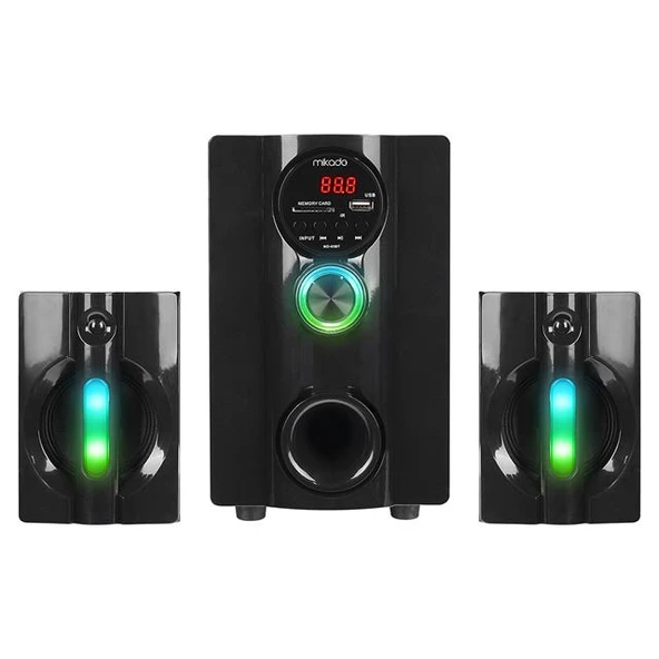 Mikado MD-95BT 20W Siyah Multimedya FM/BT/SD/USB Speaker Hoparlör 2+1 Ses Sistemi - Resim 2