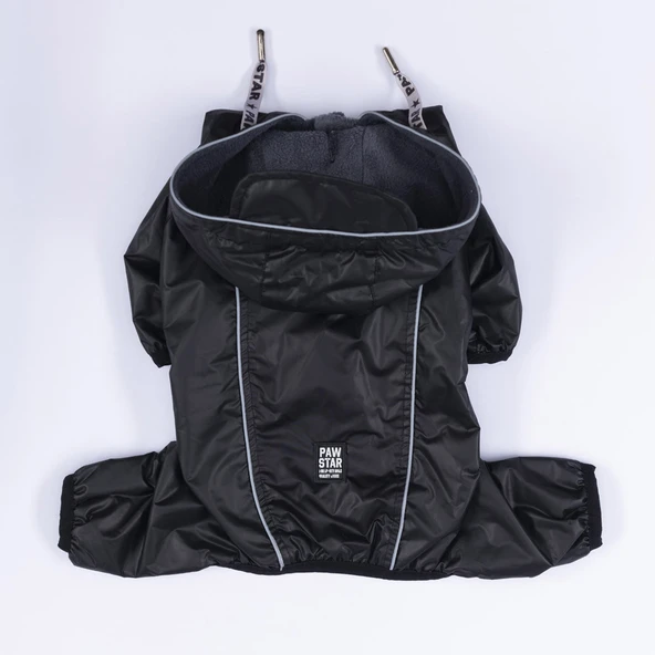 Pawstar Siyah Muson Polarlı Su Geçirmez Orta-Büyük Irk Köpek Yağmurluk Tulum - Resim 5