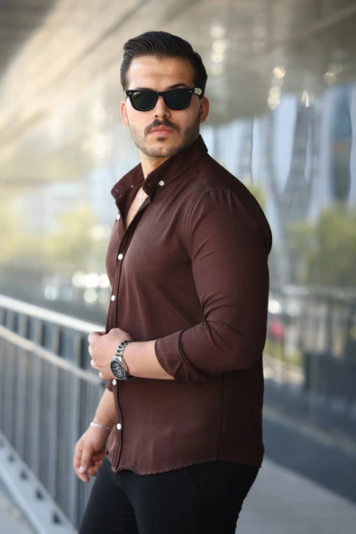 Erkek Uzun Kollu Regular Sofya Keten Gömlek - Resim 2