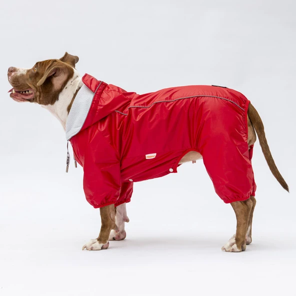 Pawstar Kırmızı Muson Polarlı Su Geçirmez Orta-Büyük Irk Köpek Yağmurluk Tulum ürün görseli