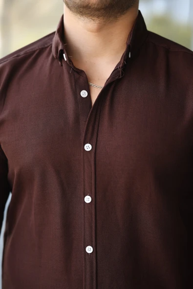 Erkek Uzun Kollu Regular Sofya Keten Gömlek - Resim 3