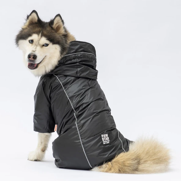 Pawstar Siyah Muson Polarlı Su Geçirmez Orta-Büyük Irk Köpek Yağmurluk Tulum ürün görseli