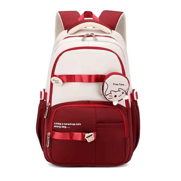 Bahar Yeni Öğrenci Sırt Çantası Okul Çantası Basit Kore Tarzı Sırt Çantası Kadın Seyahat Eğlence Çantası kırmızı ürün görseli 1