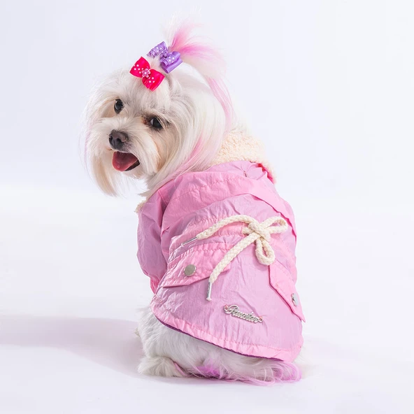 Pawstar Pink Brillante Su İtici Küçük Irk Köpek Yağmurluğu - Resim 2