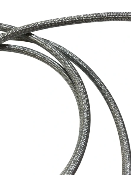 Dekoratif Kumaş Aydınlatma Elektrik Kablosu (2x0,50 TTR) (Simli Gümüş) 1 Metre - 3