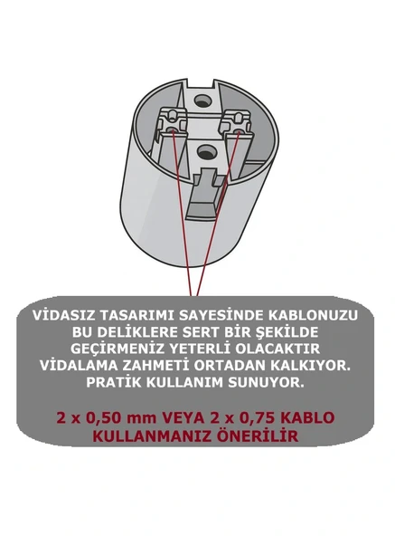 İtalyan Tip E27 Duy Vidasız Geçmeli Düz Bakalit Beyaz (250V-4A) 5 Adet - 4
