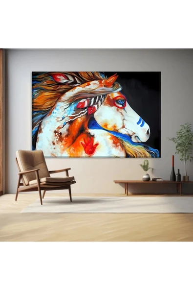 Alevler İçinde At Kanvas Tablo ürün görseli