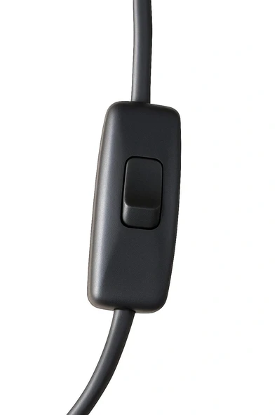 E27 Duylu 2 Metre Arapuarlı (Aç Kapat Anahtar) Fişli Abajur Duyu Seyyar (2X0,50) (Siyah) - Resim 3