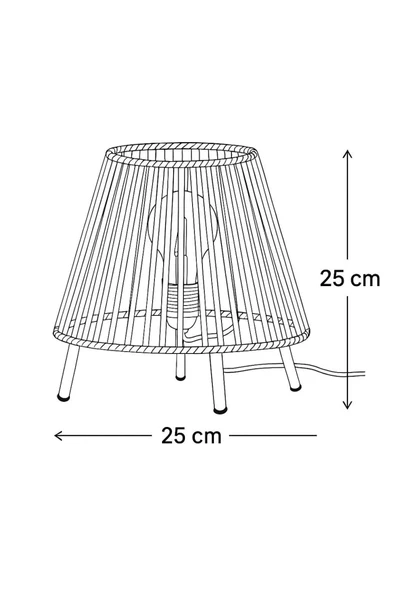 Makrome İpli Metal Masa ve Gece Lambası (Konik - Koyu Bej) - Resim 3