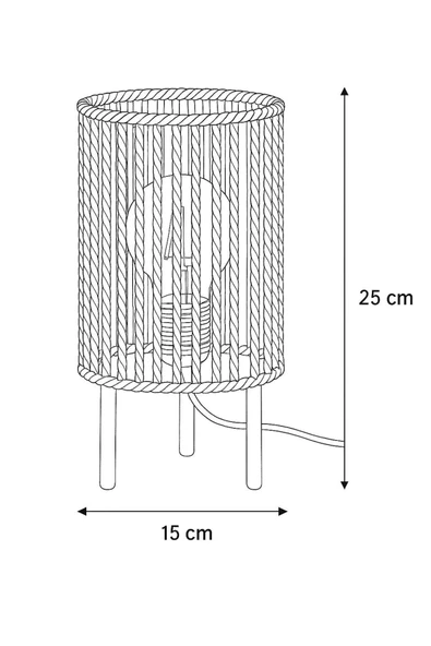 Makrome İpli Metal Masa ve Gece Lambası (Silindir - Koyu Bej) - 3