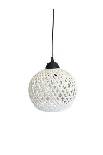 Sarkıt Ip Top Avize 20cm Başlık - Ekru Top (70CM Siyah KABLO) - 2