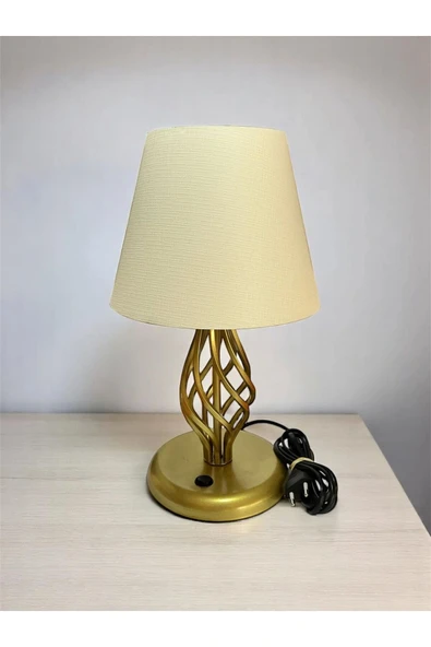 Modern Tasarım Metal Abajur (22 Cm Ekru Pvc Başlık) - Resim 2