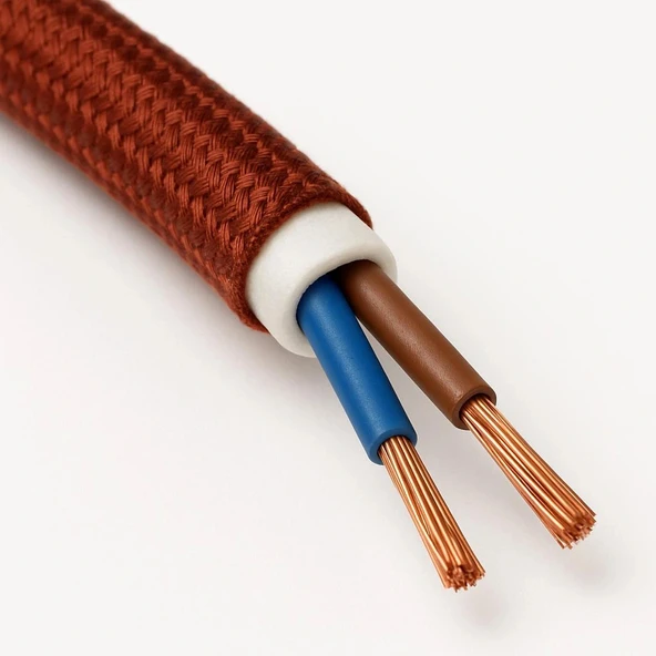 Dekoratif Kumaş Aydınlatma Elektrik Kablosu (2x0,50 TTR) (Simli Bakır) 1 Metre - 2