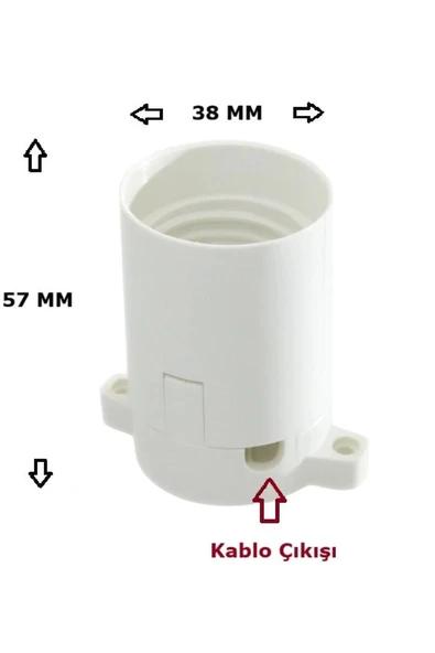 Sıva Üstü Duy E27 Vidasız Geçmeli Donanma Duyu Bakalit Beyaz (250V-4A) 5 Adet - Resim 3