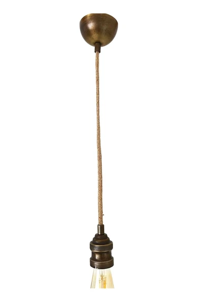 Sarkıt Lale Duy Avize Eskitme Hasır Kablo (AMPUL DAHİL DEĞİLDİR) 70cm (Metal) - 1