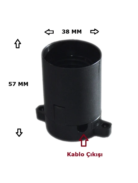 Sıva Üstü Duy E27 Vidasız Geçmeli Donanma Duyu Bakalit Siyah (250V-4A) 5 Adet - 2