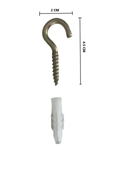 Piton Kanca Açık 20x80 (Boyut 20mm* 45mm) (Avize Tavan Bağlantısı, File Gerdirme vs. için) 10 adet - 2