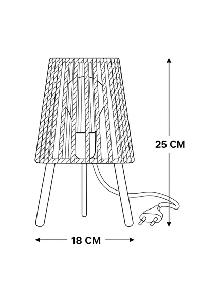 Makrome İpli Metal Masa ve Gece Lambası (Kare Konik - Kiremit) - 4