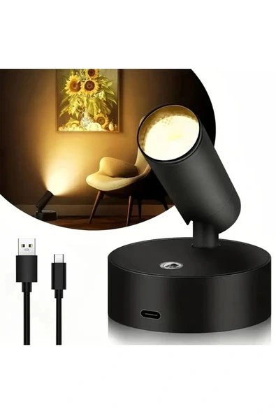Dokunmatik Şarjlı Led Aplik Yönlendirilebilir (Usb Type C Şarjlı) 3 Mod Renkli, Dimmerli