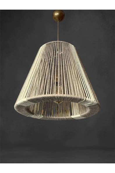 Radiara - Makrome Avize - Bej-Ekru, Metal İskelet - 5