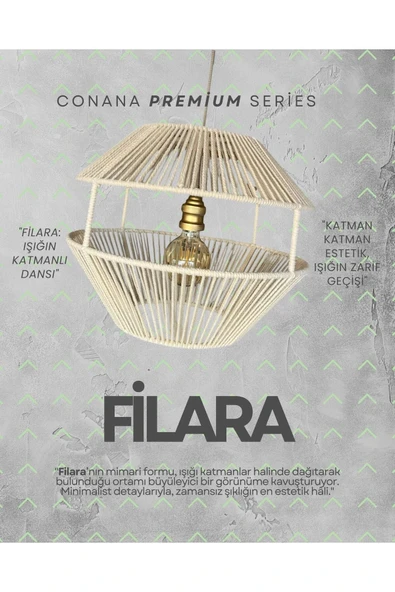 Filara - Makrome Avize - Ekru, Metal İskelet ürün görseli