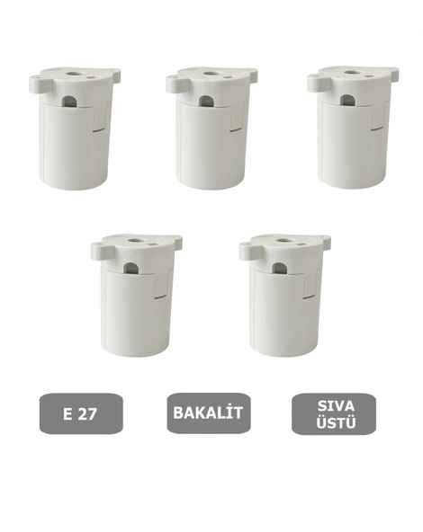 Sıva Üstü Duy E27 Vidasız Geçmeli Donanma Duyu Bakalit Beyaz (250V-4A) 5 Adet ürün görseli