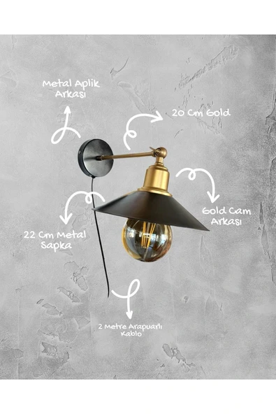 Metal Şapkalı Mafsallı Hareketli Başlık Aplik - 5