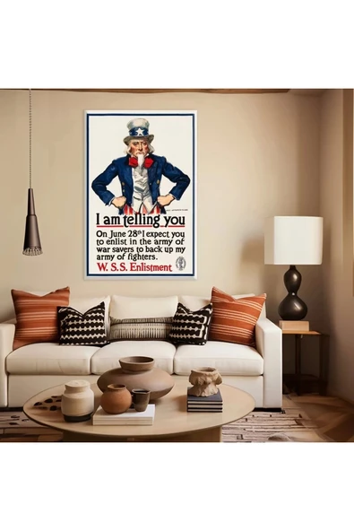 Uncle Sam Vintage Kanvas Tablo - Resim 1