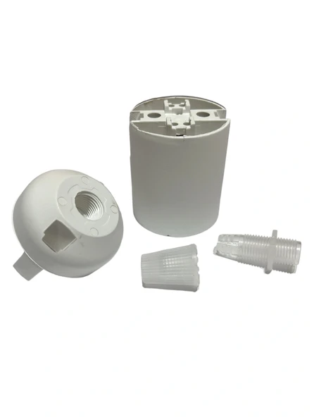 İtalyan Tip E27 Duy Vidasız Geçmeli Düz Bakalit Beyaz (250V-4A) 5 Adet - 2