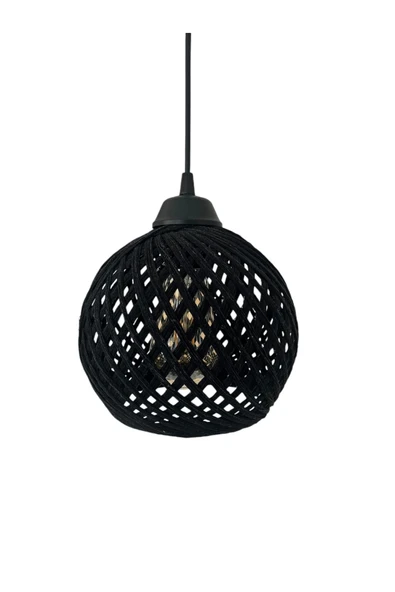 Sarkıt İp Top Avize 20cm Başlık (70cm Kablo) SİYAH - 4