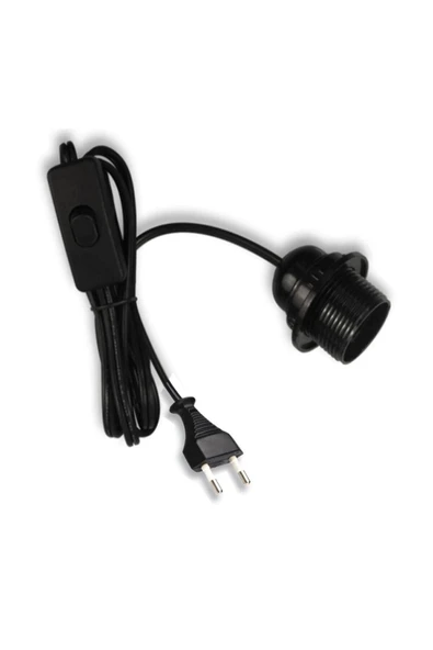 Arapuarlı Aç Kapa Anahtarlı Fişli Kablo Duy 2 Metre Siyah 1656