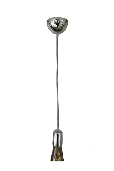 Sarkıt Lale Duy - KUMAŞ KABLO - (Gümüş Renk) (AMPUL DAHİL DEĞİLDİR) 70cm Plastik - 1