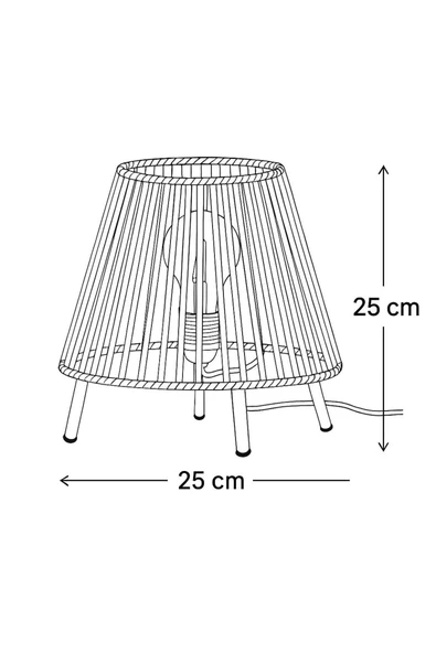 Makrome İpli Metal Masa ve Gece Lambası (Konik - Ekru) - 3