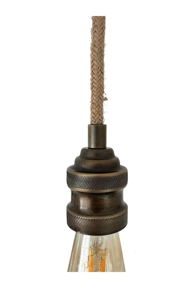 Sarkıt Lale Duy Avize Eskitme Hasır Kablo (AMPUL DAHİL DEĞİLDİR) 70cm (Metal) - 2