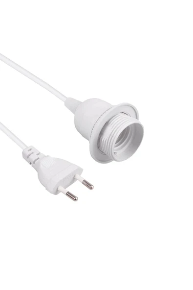 Kablolu Duy Fiş E27 Yarım Dişli Aç Kapa Anahtarlı 2 Metre Beyaz 1657 - Resim 2