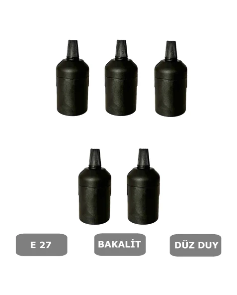 İtalyan Tip E27 Duy Vidasız Geçmeli Düz Bakalit Siyah (250V-4A) 5 Adet ürün görseli