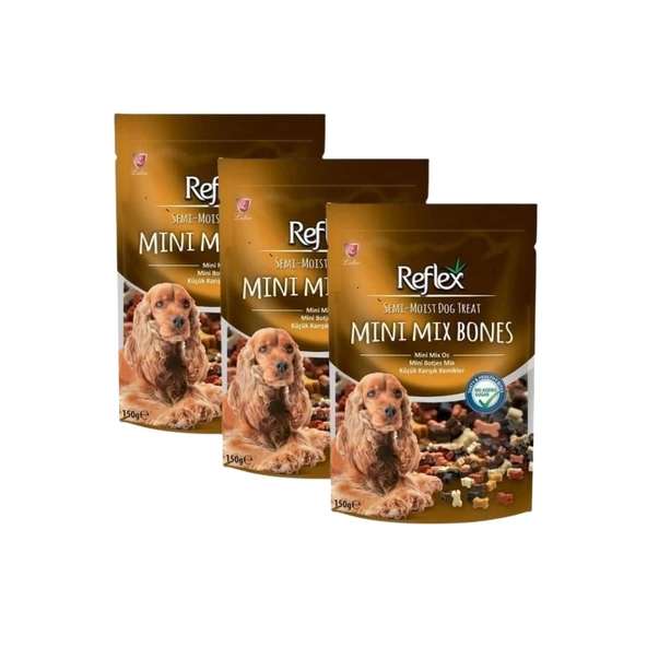 Reflex Küçük Karışık Kemikler Yarı Yumuşak Köpek Ödül Maması 150 Gr x 3 ürün görseli