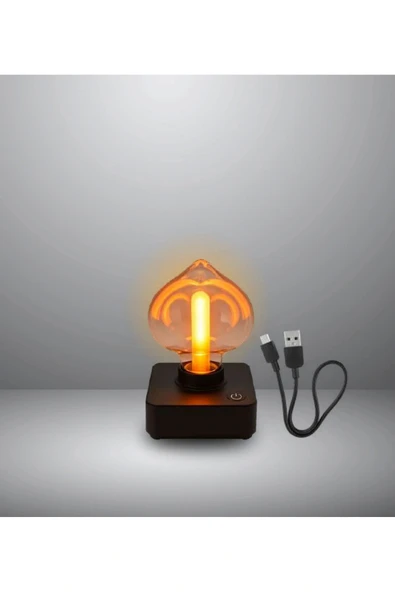 Alevli Dokunmatik Masa Lambası Type C Bağlantılı Mini Şarjlı Gece Lambası (Dimmerli)