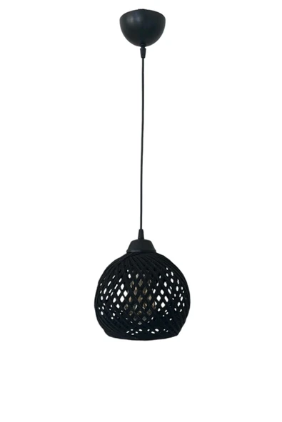 Sarkıt İp Top Avize 20cm Başlık (70cm Kablo) SİYAH - 1