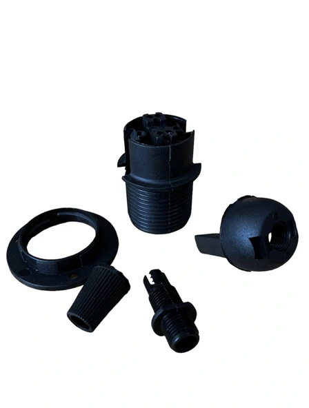 Italyan E14 Duy (MİNİ DUY) Bakalit Geçmeli Yarım Diş Siyah (250V-2A) 5 Adet - 2